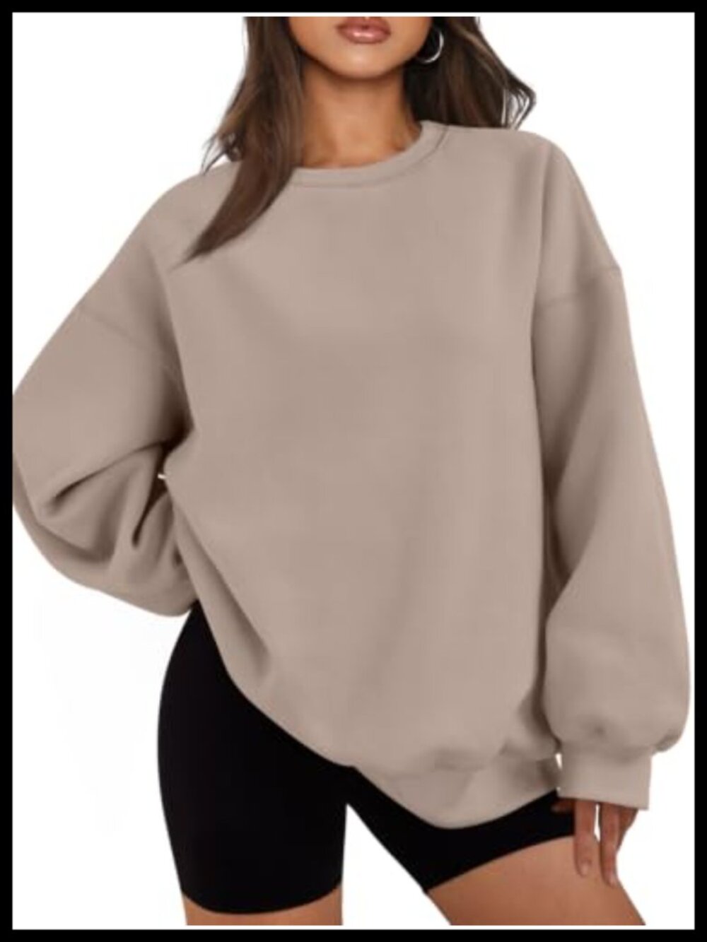 Womens Oversized Crewneck Sweatshirt Fleece Lined Cotton Polyester